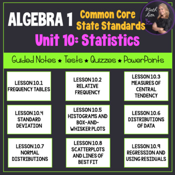 Preview of Statistics Algebra 1 Curriculum Unit 10 Bundle for Common Core