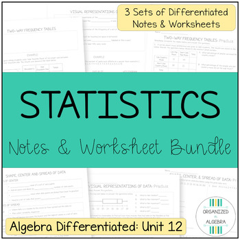 Preview of Statistics Algebra 1 Differentiated Notes & Worksheet Bundle