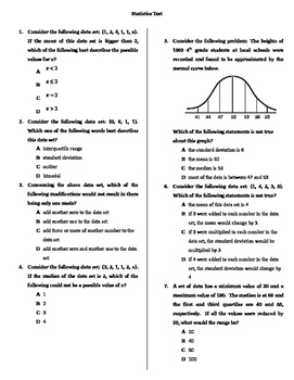 Preview of Statistics (Algebra) Test