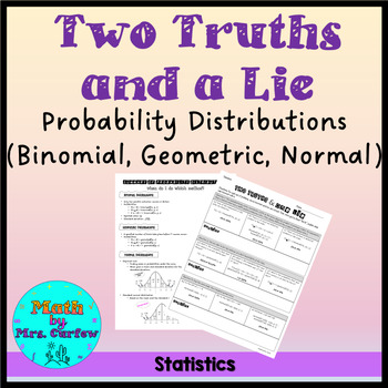 Preview of Statistics - Binomial, Geometric, and Normal Probability Distributions