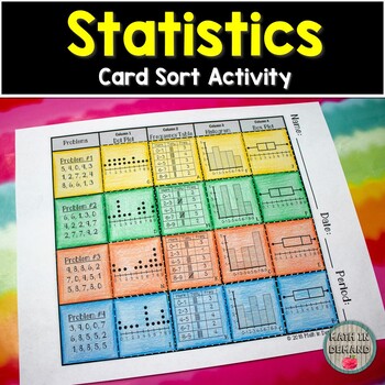 Preview of Statistics Card Sort Activity (Dot Plot, Frequency Table, Histogram, & Box Plot)