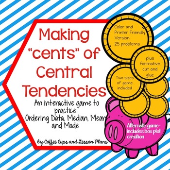 Preview of Statistics Central Tendencies Interactive Game: Mean, Median Mode
