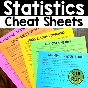 Preview of Statistics Cheat Sheets Notes with MAD, Standard Deviation, Shape & Spread