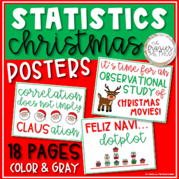 Preview of Statistics Christmas Holiday Posters Math Classroom Decor Bulletin Board