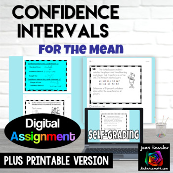 Preview of Statistics Confidence Intervals for the Mean Digital plus Print