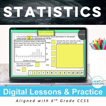 Preview of Statistics Unit Digital Lessons & Practice Activities for use with Google™