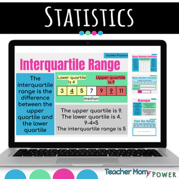 Preview of Statistics Digital Unit: Math Stats Lesson & Activities  {Google Slides}