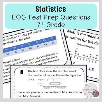 Preview of Statistics EOG Review Questions | Grade 7 Math | Test Prep