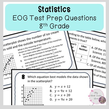 Preview of Statistics | EOG Review Questions | Grade 8 Math | Test Prep