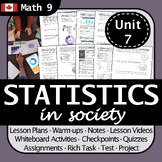 BC Math 9 Statistics in Society Unit: No Prep | Engaging L