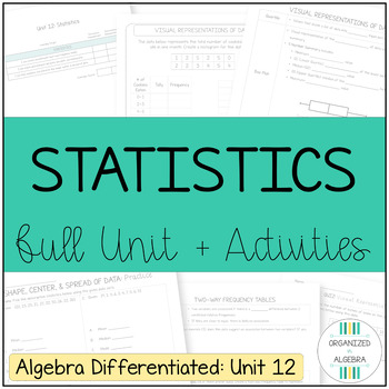 Preview of Statistics Full Unit Differentiated Lessons with Activities Bundle