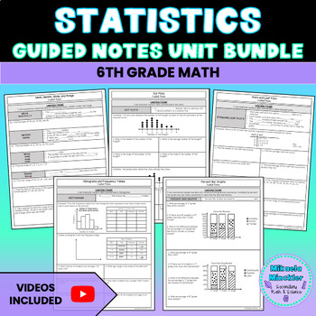 Preview of Statistics Guided Notes Lesson UNIT BUNDLE 6th Grade Math