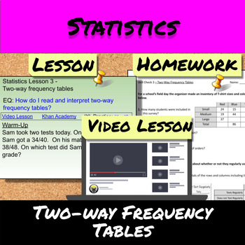 Preview of Statistics-Lesson 3-Two-way Frequency Tables