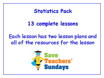 Preview of Statistics Lessons Bundle / Pack (13 Lessons for 1st to 2nd grade)