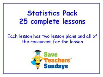 Preview of Statistics Lessons Bundle / Pack (25 Lessons for 2nd to 4th grade)