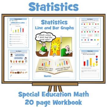 Preview of Statistics: Line Graphs and Block Graphs Workbook - Special Education Math