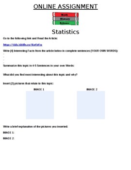 Preview of Statistics (Math) Online Assignment