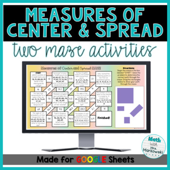 Preview of Statistics: Measures of Center & Spread - TWO Digital Maze Options