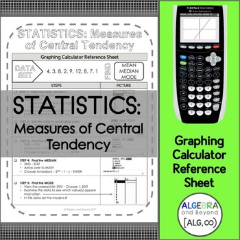 Preview of Statistics | Measures of Central Tendency | TI-84 Calculator Reference Sheet