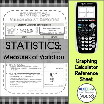 Preview of Statistics | Measures of Variation | TI-84 Graphing Calculator Reference Sheet