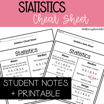 Preview of Statistics Middle School Math Cheat Sheet