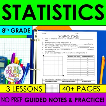 Preview of Statistics - 8th Grade Math Guided Notes and Practice | Plots | Lines of Fit