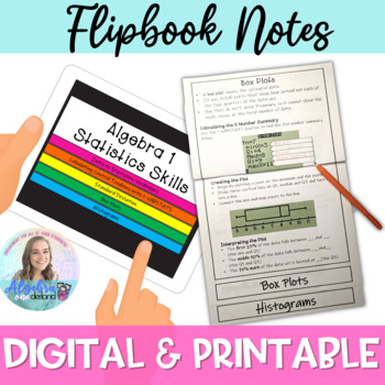 Preview of Statistics Notes Flipbook Digital and Printable for Algebra 1
