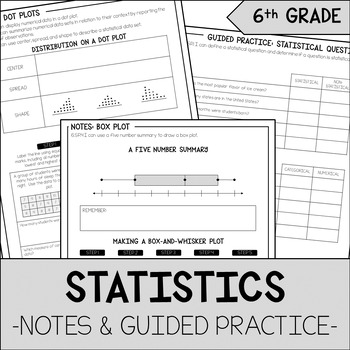 Preview of Statistics Notes & Guided Practice | 6th Grade Math
