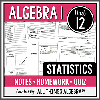 Preview of Statistics (Algebra 1 Curriculum - Unit 12) | All Things Algebra®