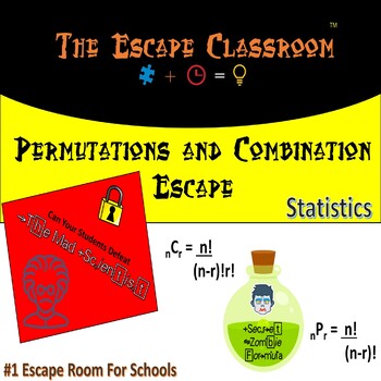 Preview of Statistics : Permutations and Combinations Escape Room | Escape Classroom