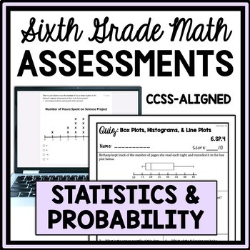 Preview of 6th Grade Statistics Review Quizzes: Measures of Spread & Center, Data & Graphs