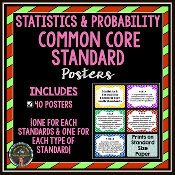 Preview of Statistics & Probability Common Core Standards Posters