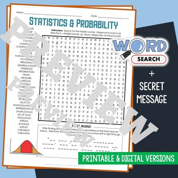 Preview of Statistics & Probability Word Search Puzzle Math Activity Terms Worksheet
