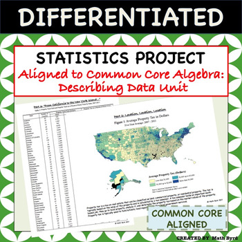 Preview of Statistics Project - Aligned to Common Core Algebra - Describing Data Unit