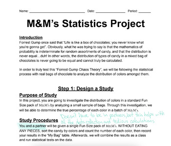 Preview of Statistics Project (M&M's)