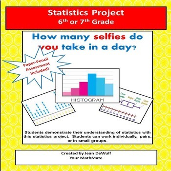 Preview of Statistics Project for 6th or 7th Grade!  Bonus Assessment Included.