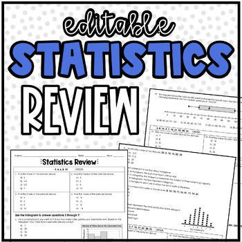 Preview of Statistics Review (Editable) | 6th Grade Math