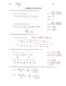 statistics review worksheet by operation mathematics tpt