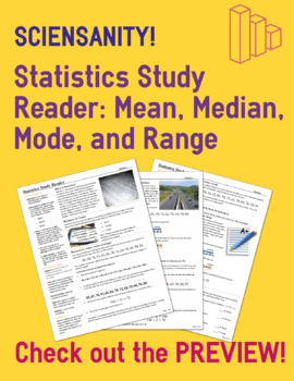 Preview of Statistics Study Reader: Find measures of center (mean, median, mode) and range