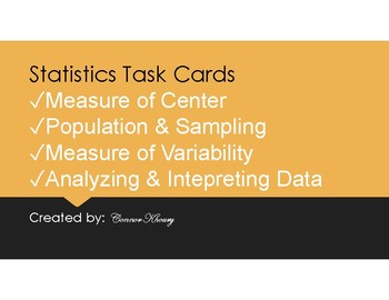 Preview of Statistics Task Cards - 7th Grade