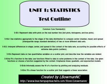 Preview of Statistics Test Outline (Math 1)