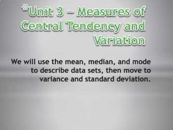 Preview of Statistics Unit 3 Bundle - Central Tendency and Variation Curriculum (9 days)