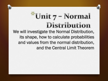 Preview of Statistics Unit 7 Bundle - Normal Distribution (12 days)
