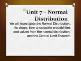 Statistics Unit 7 Bundle - Normal Distribution (12 days)
