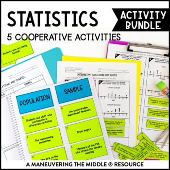Preview of Data and Statistics Unit Activity Bundle | Random Sampling, Dot Plot, & Box Plot