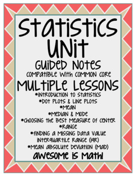 Preview of Statistics Unit Guided Notes - Multiple Lessons - Entire Unit