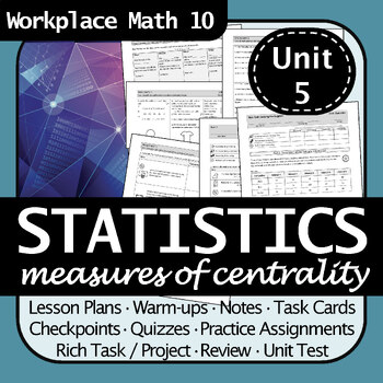 Preview of Statistics Unit Workplace Math 10 | Engaging, Differentiated, No Prep Needed!