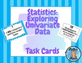 Preview of Statistics Univariate Data Task Cards
