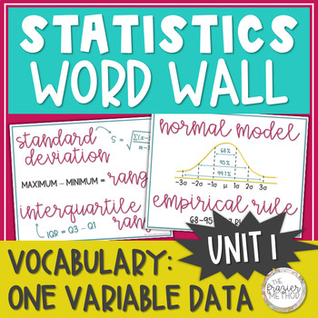 Preview of Statistics Word Wall Posters - Normal Model, Median, Mean, Skew, Z-Score Unit 1