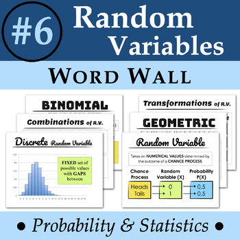 Preview of Statistics Word Wall #6: Random Variables